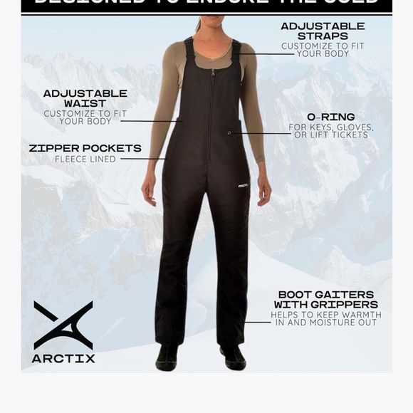 Arctix Black Women’s Insulated Ski Bib Never Worn NWT Sz 1X Water resistant - Picture 7 of 12